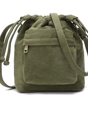 Crossbody Bags for Women Small Canvas Drawstring Bucket Purse Cute Little Boho B